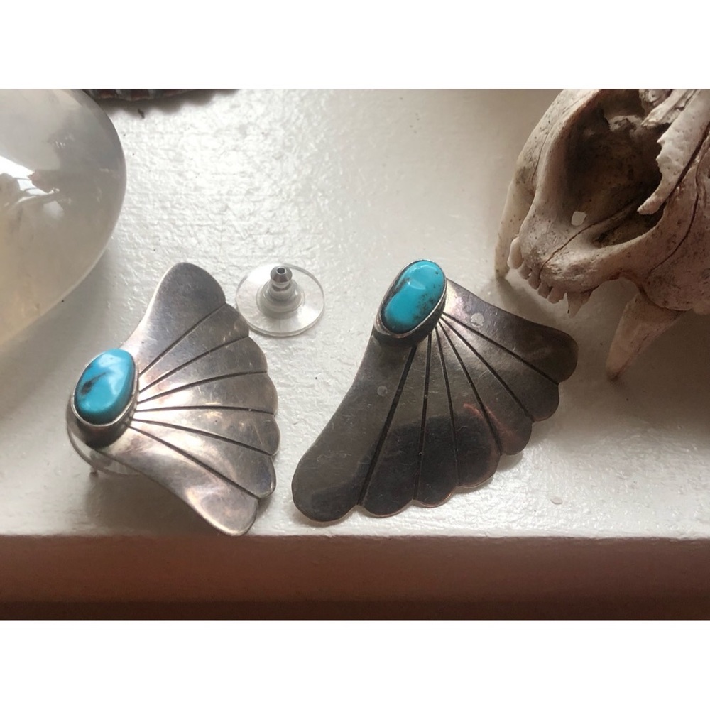 🌞🌵Sterling silver and turquoise wing earrings!!! - Picture 5 of 6